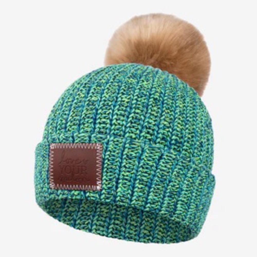 Green Love Your Melon Pom Beanie